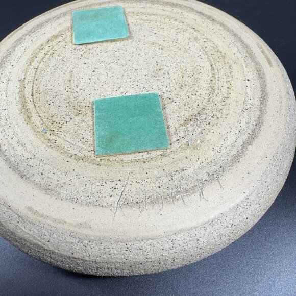 Hand Made Studio Art Pottery Ashtray Trinket Dish Folded Edges Artist Signed VTG - Picture 7 of 12
